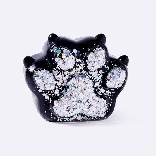 Black Silver Glitter Cat Paw with Claws