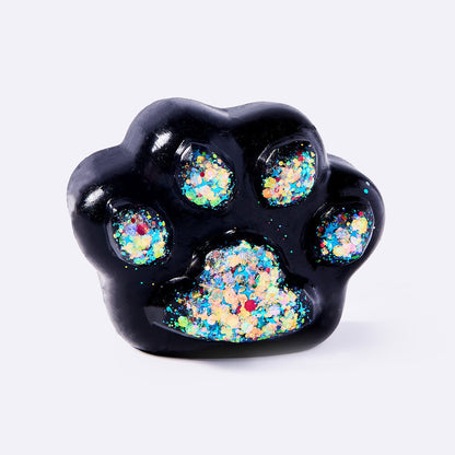 Black Rainbow Glitter Cat Paw