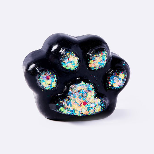 Black Rainbow Glitter Cat Paw