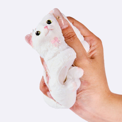 Flocked White Cat Taba Squishy