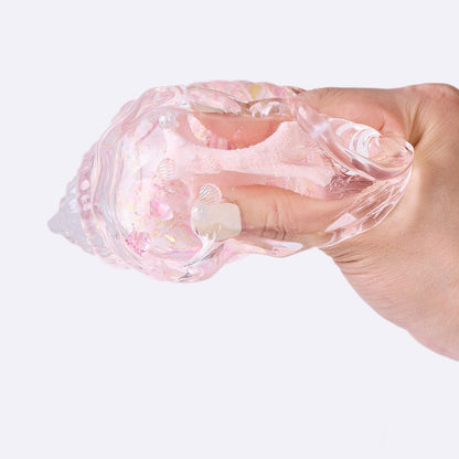 Blingbling Transparent-pink Conch with Starfish Taba Squishy