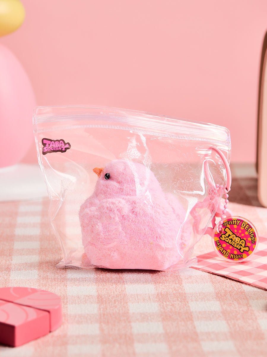 Floced Pink Chick Taba Squishy
