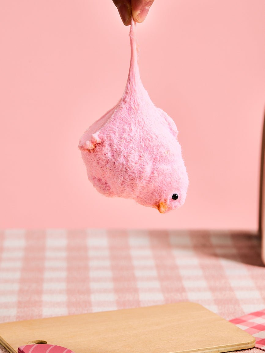 Floced Pink Chick Taba Squishy
