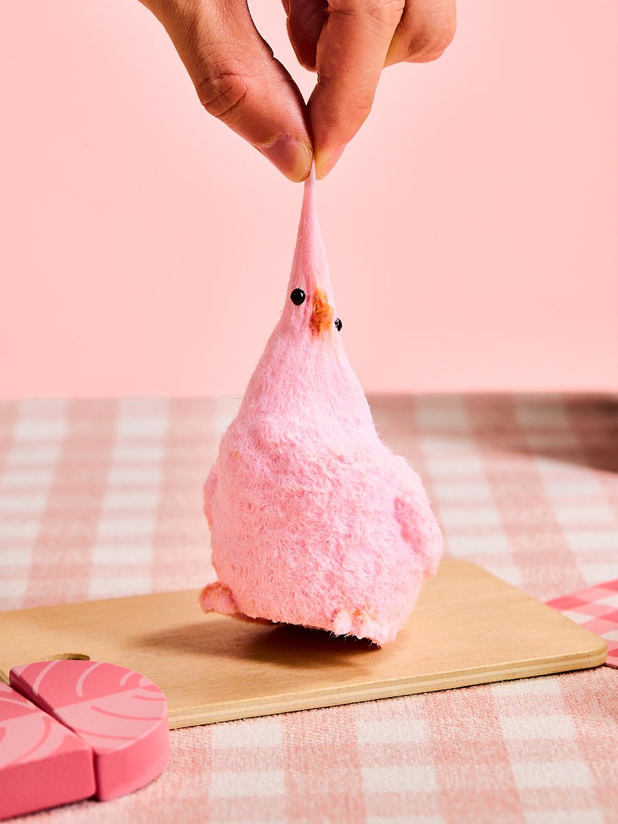Floced Pink Chick Taba Squishy