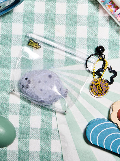 Flocked Cute Grey Seal with Dots Taba Squishy