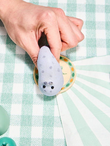 Flocked Cute Grey Seal with Dots Taba Squishy