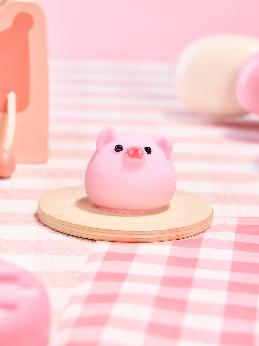Flocked Mini Pink Pig Ball Taba Squishy