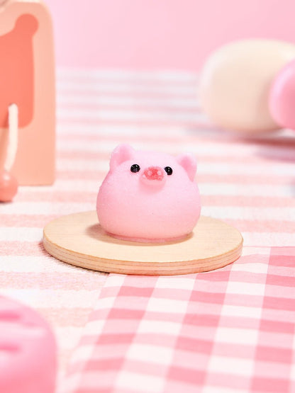 Flocked Mini Pink Pig Ball Taba Squishy
