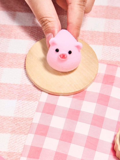 Flocked Mini Pink Pig Ball Taba Squishy