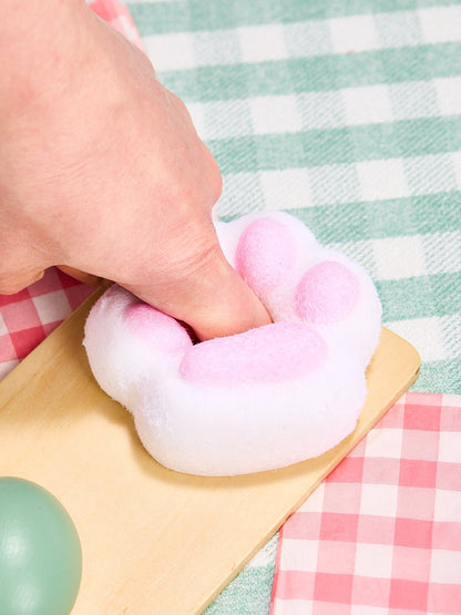 Flocked White-pink Paw Taba Squishy