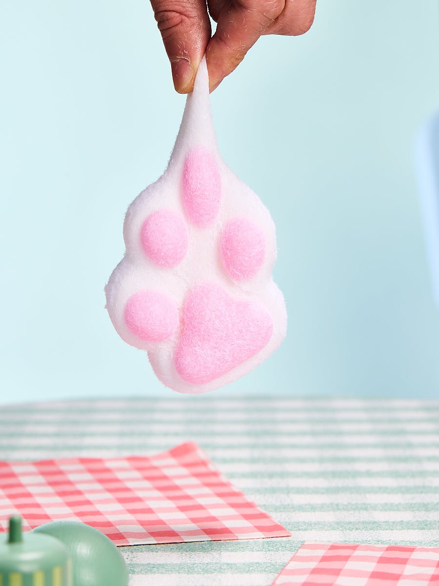 Flocked White-pink Paw Taba Squishy