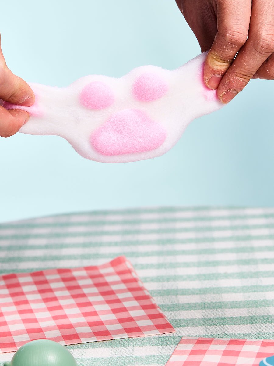 Flocked White-pink Paw Taba Squishy