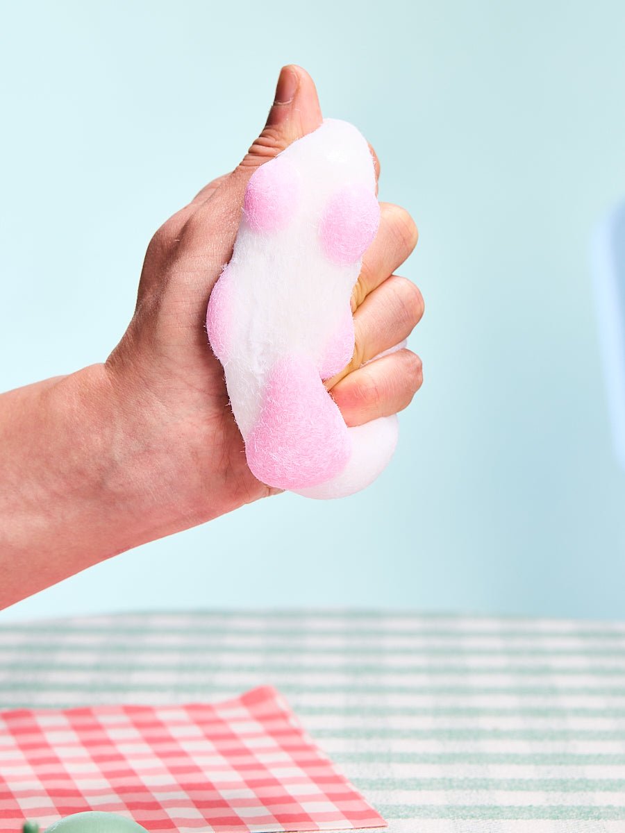 Flocked White-pink Paw Taba Squishy
