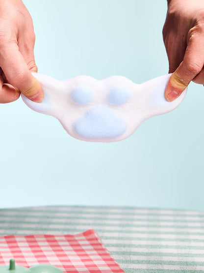 Flocked White-blue Paw Taba Squishy