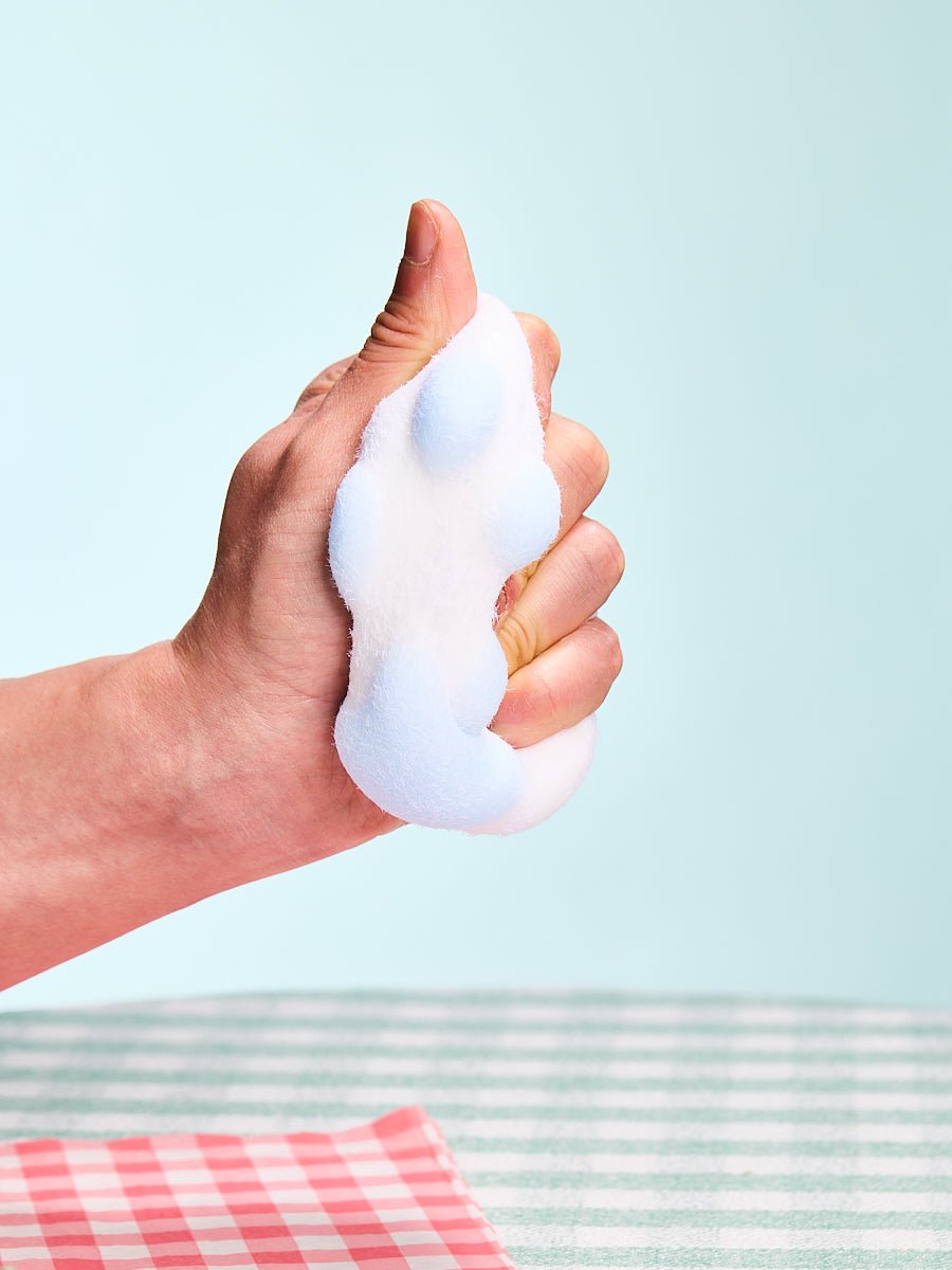 Flocked White-blue Paw Taba Squishy