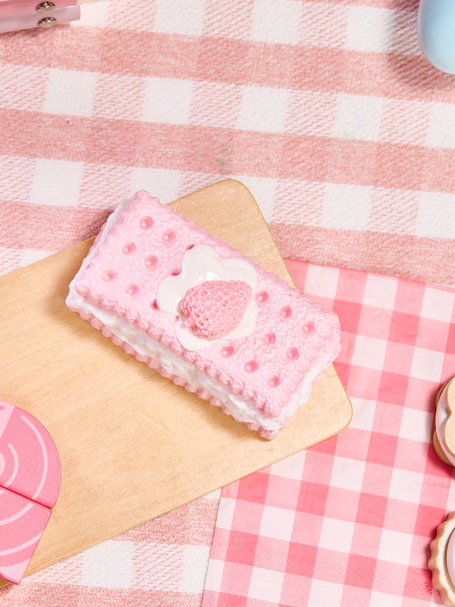 Pink Strawberry Sandwich Cookie Taba Squishy