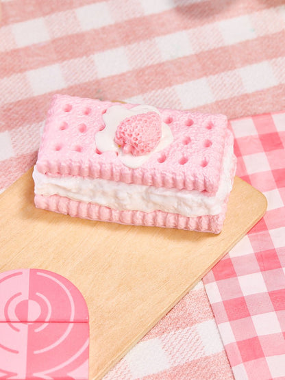 Pink Strawberry Sandwich Cookie Taba Squishy