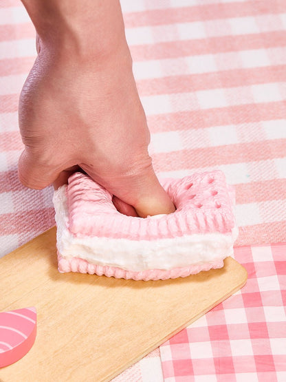 Pink Strawberry Sandwich Cookie Taba Squishy