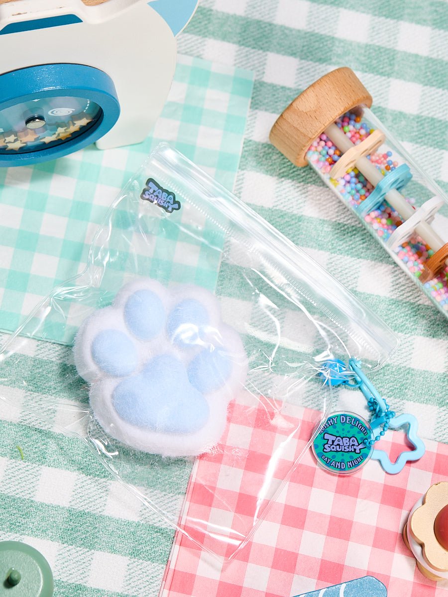 Flocked White-blue Paw Taba Squishy