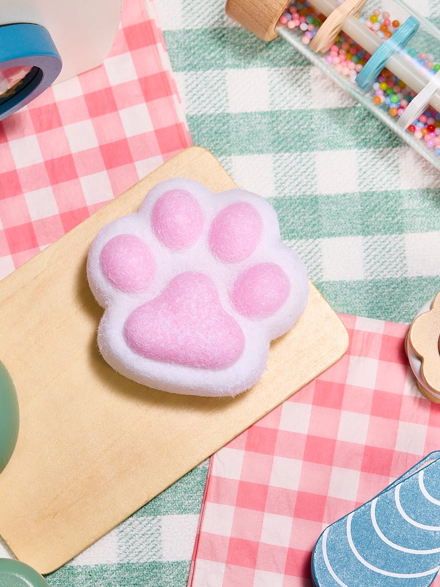 Flocked White-pink Paw Taba Squishy
