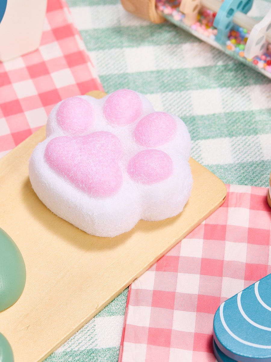 Flocked White-pink Paw Taba Squishy
