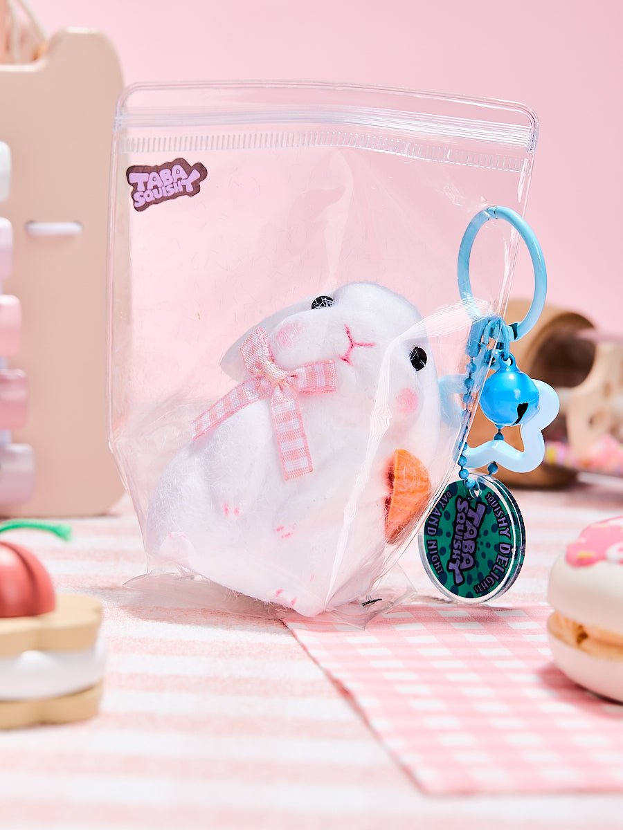 Flocked Cute Bunny with Bow Taba Squishy