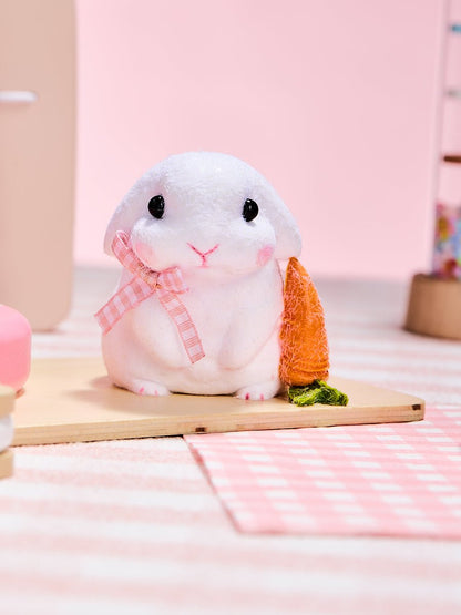 Flocked Cute Bunny with Bow Taba Squishy