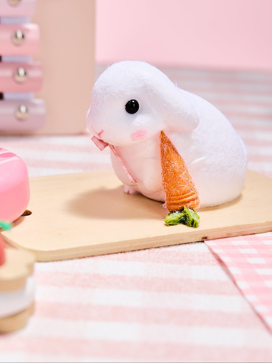 Flocked Cute Bunny with Bow Taba Squishy