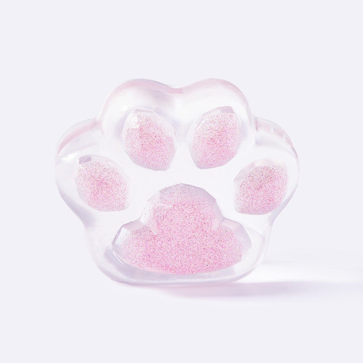 Clear Pink Glitter Cat Paw