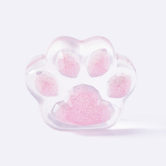 Clear Pink Glitter Cat Paw