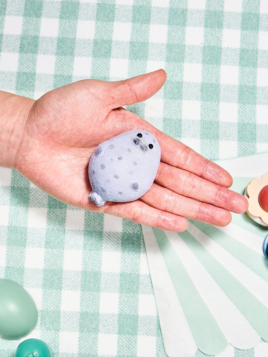 Flocked Cute Grey Seal with Dots Taba Squishy