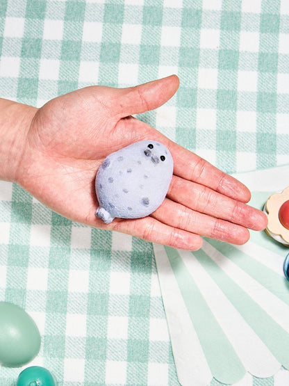 Flocked Cute Grey Seal with Dots Taba Squishy