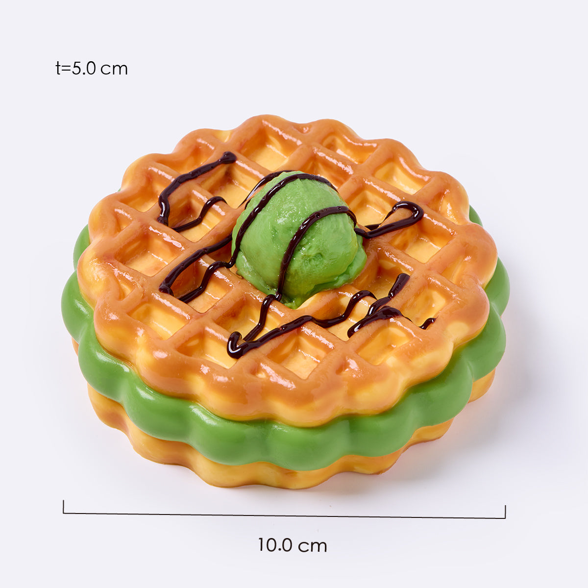 Round Matcha-Filled Waffle Taba Squishy