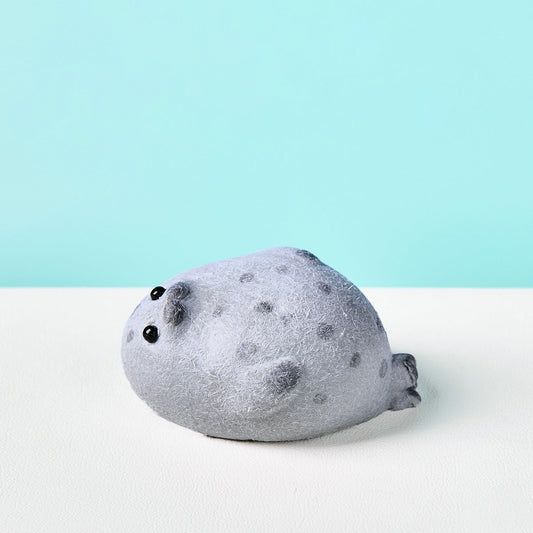 Flocked Cute Grey Seal with Dots Taba Squishy