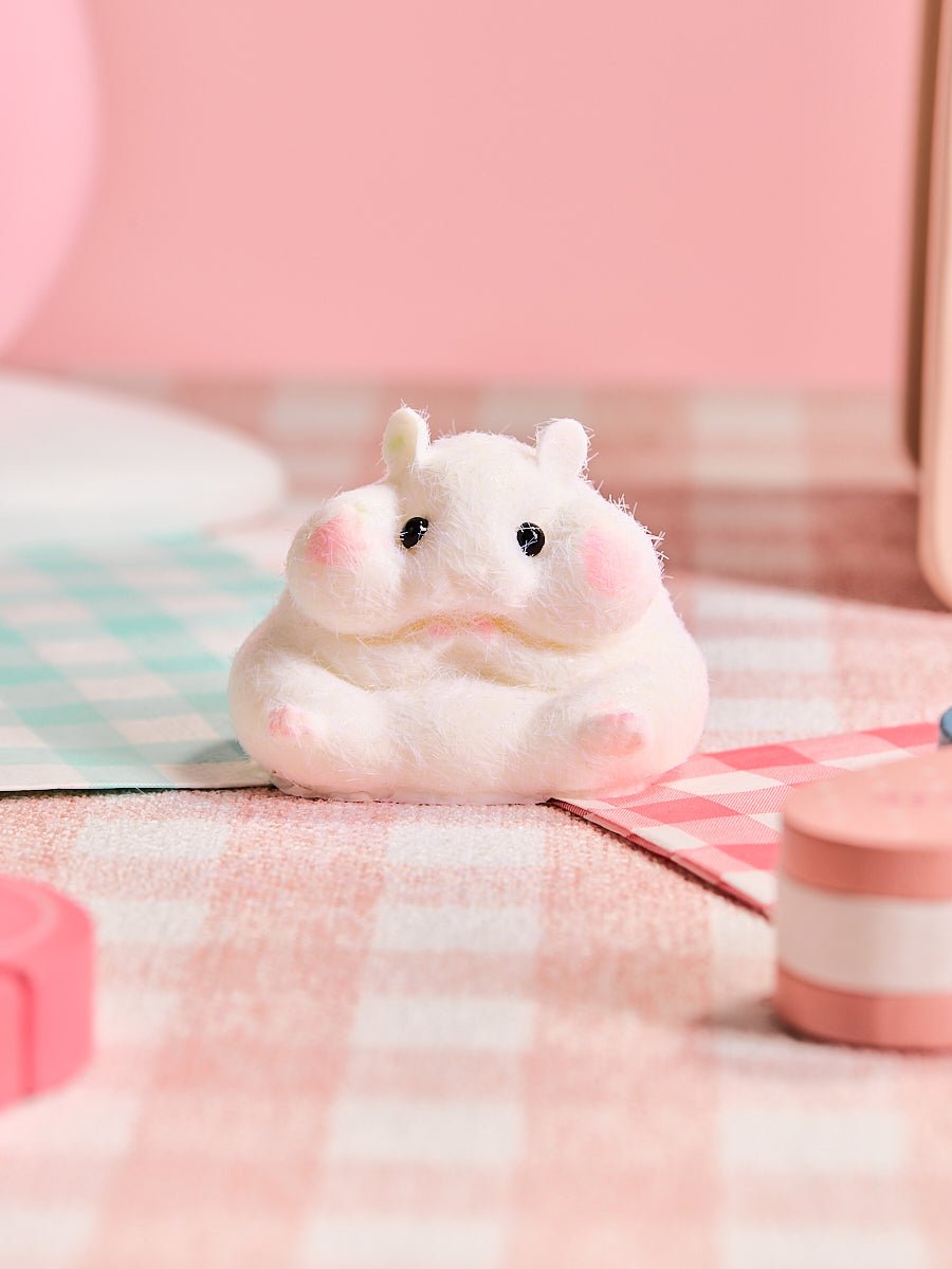 Flocked White Hamster Taba Squishy