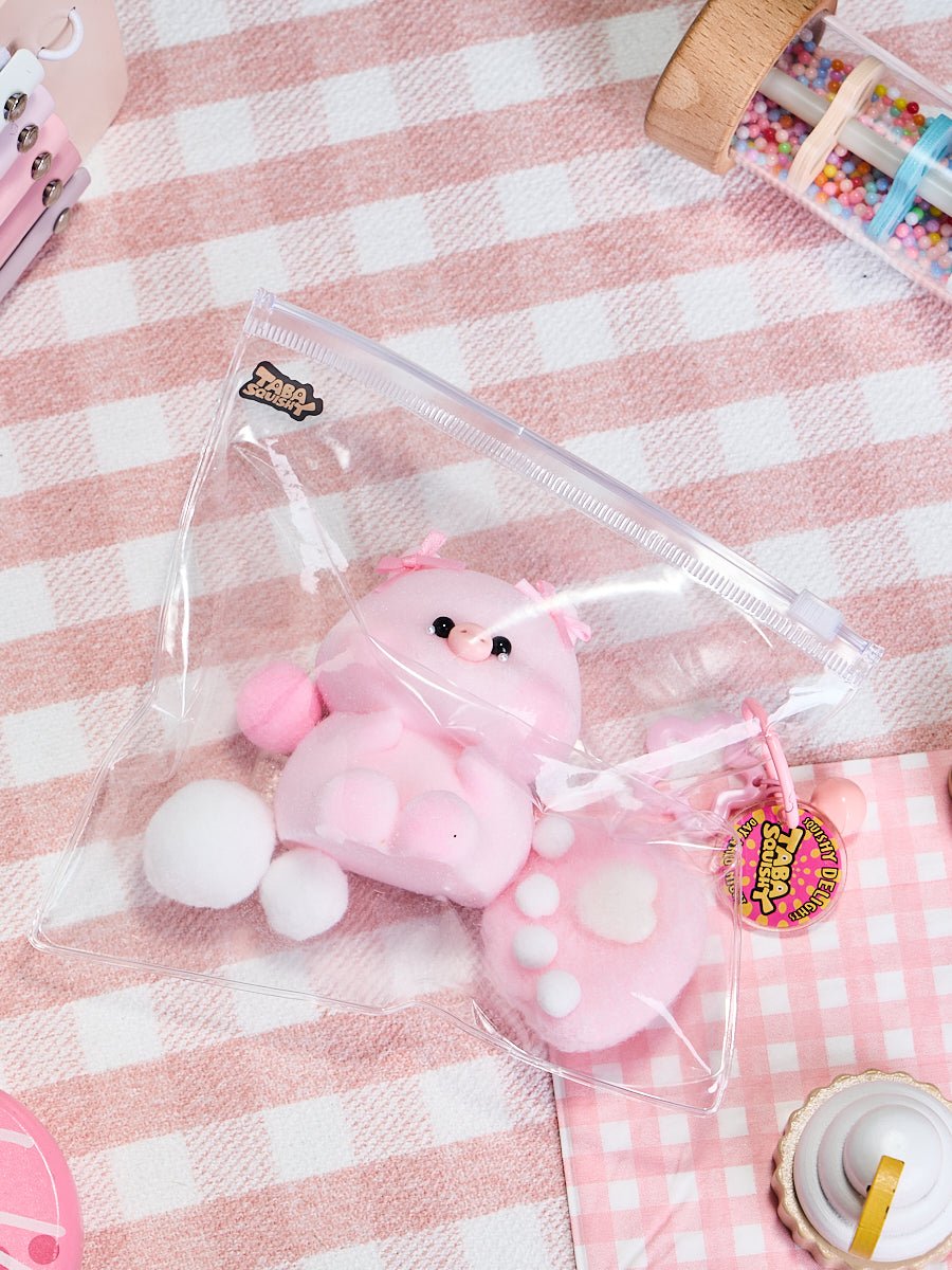 Flocked Pink Pig with Tears Taba Squishy