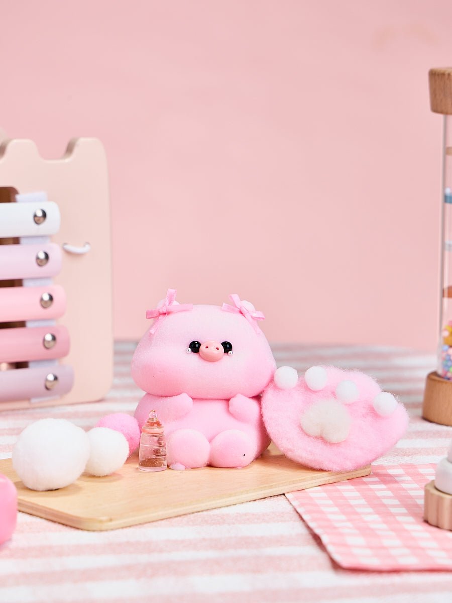 Flocked Pink Pig with Tears Taba Squishy