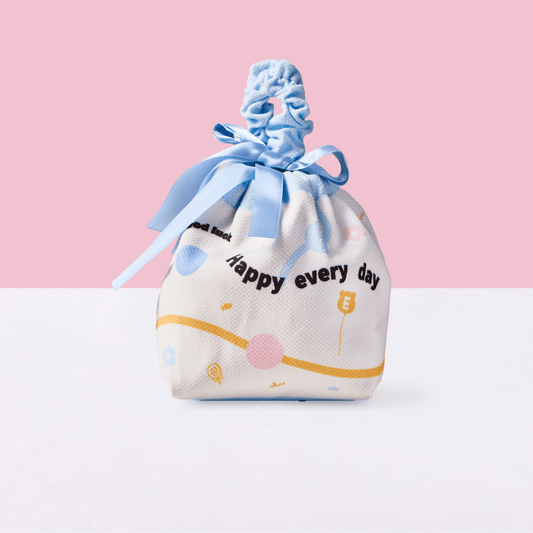 Simple Blue Linen Drawstring Wrapping Gift Bag
