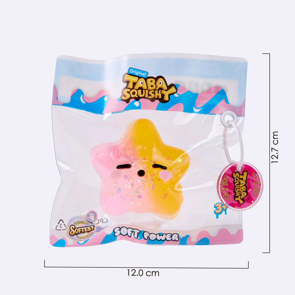Pink & Yellow Squinting Star Taba Squishy