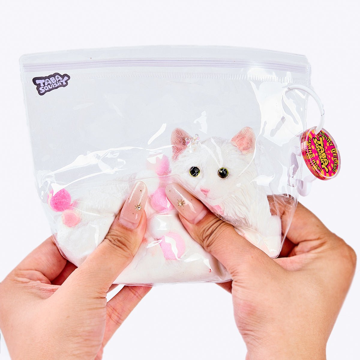 Flocked White Cat Taba Squishy