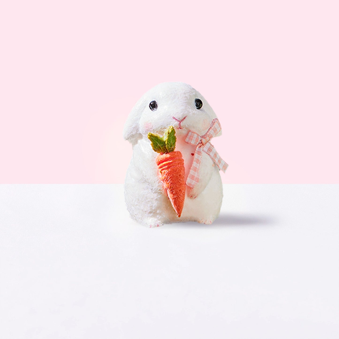 Flocked Cute Bunny with Bow Taba Squishy