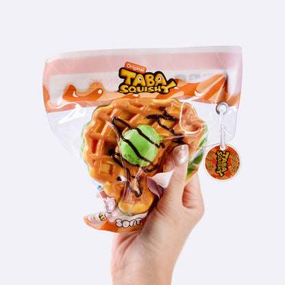 Round Matcha-Filled Waffle Taba Squishy