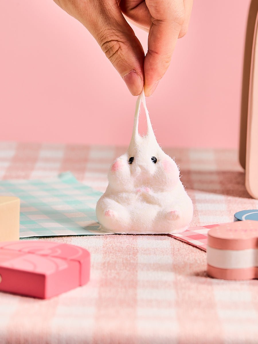 Flocked White Hamster Taba Squishy