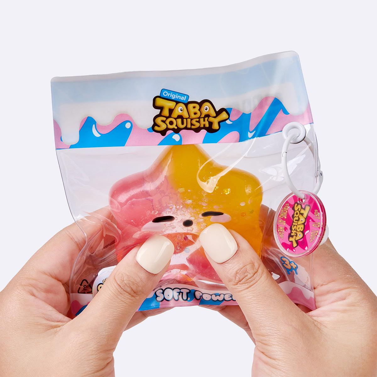 Pink & Yellow Squinting Star Taba Squishy