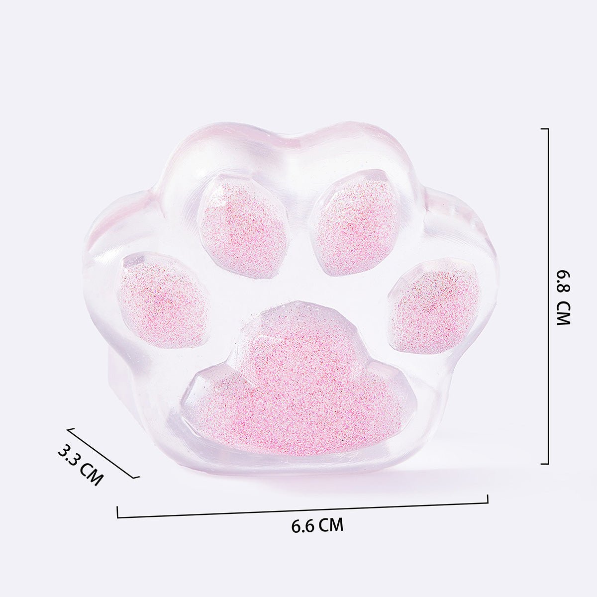 Clear Pink Glitter Cat Paw