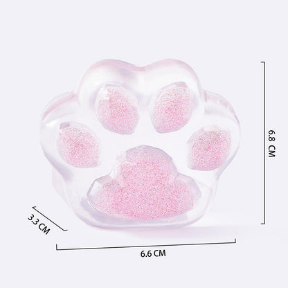Clear Pink Glitter Cat Paw