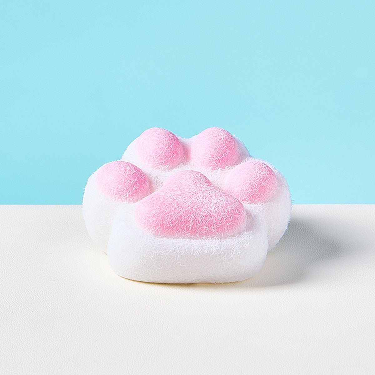 Flocked White-pink Paw Taba Squishy