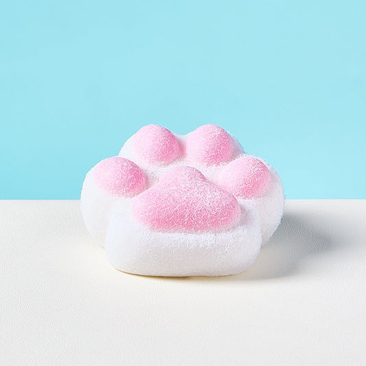 Flocked White-pink Paw Taba Squishy