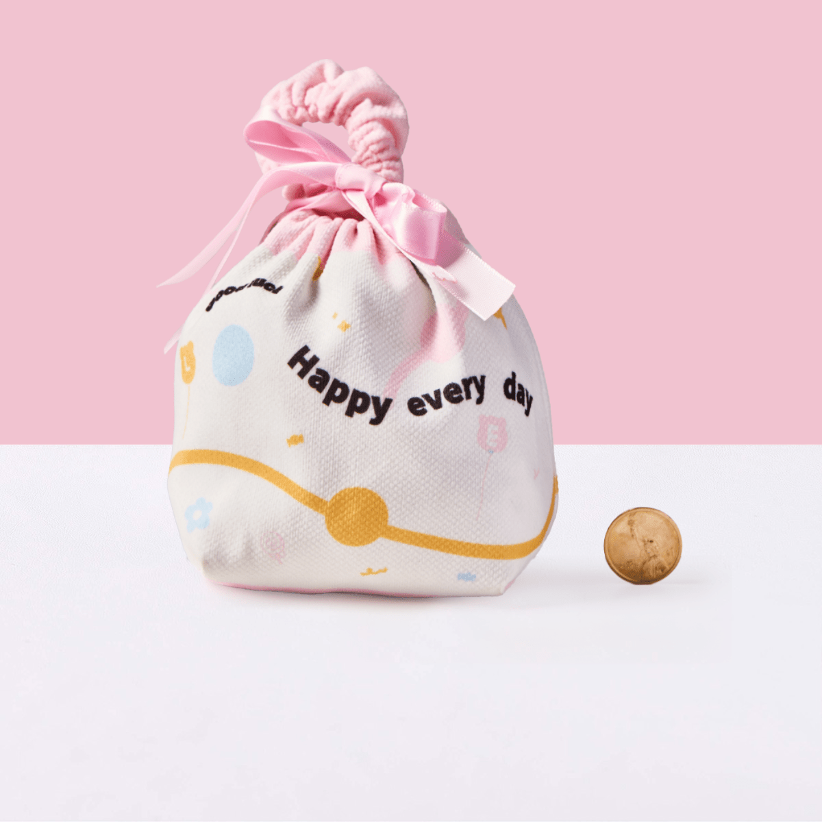 Simple Pink Linen Drawstring Wrapping Gift Bag