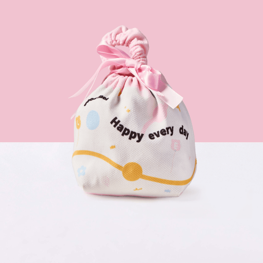 Simple Pink Linen Drawstring Wrapping Gift Bag